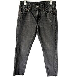 American Eagle Jeans Women's 6 '90s Skinny Distressed Gray Black